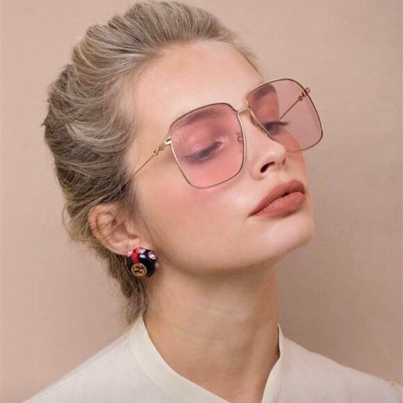 Gucci GG0394S 004 Women Square Sunglasses - Gold/Pink main image 6